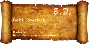 Baki Dominik névjegykártya